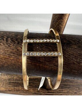14th & Union Gold-Tone Rhinestone Double Bar Cuff Bracelet